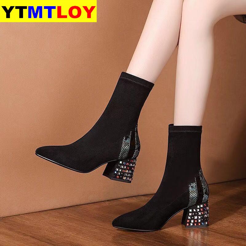 Bottes femmes saison daim strass bottes courtes femmes velours bottes courtes taille 35-40