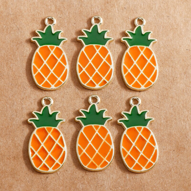 10Pcs 12*26Mm Enamel Ananas Charms Leuke Vruchten Oorbel Hangers Voor Sieraden Maken Diy Armbanden Kettingen Bevindingen accessoire: Default Title