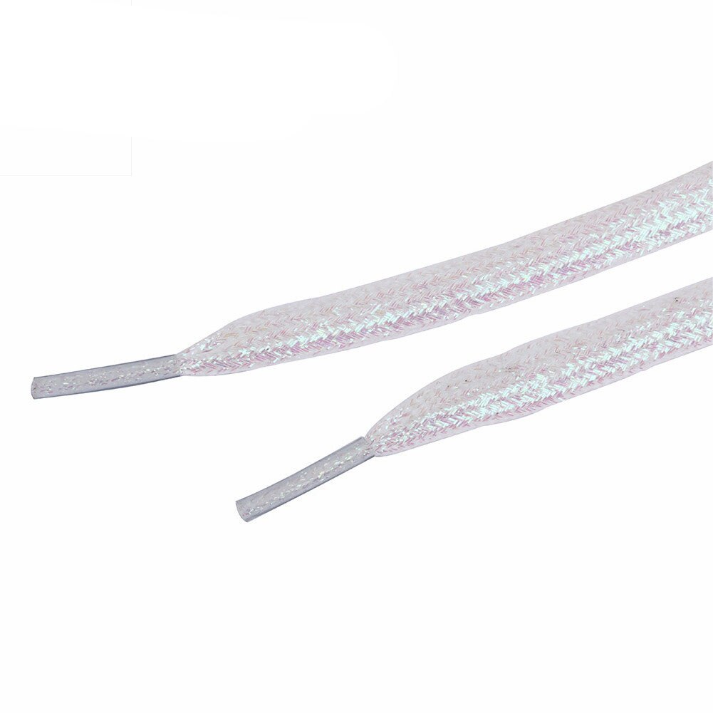 1 paire de lacets brillants de 120cm, paillettes plates, couleurs scintillantes, chaussures scintillantes: white