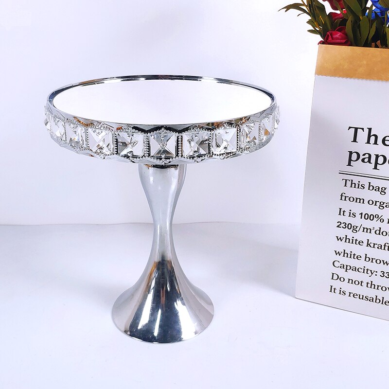 Plein Crystal Silver Galvaniseren Metalen Cake Stand Set Display Bruiloft Verjaardag Party Dessert Cupcake Plaat Rack