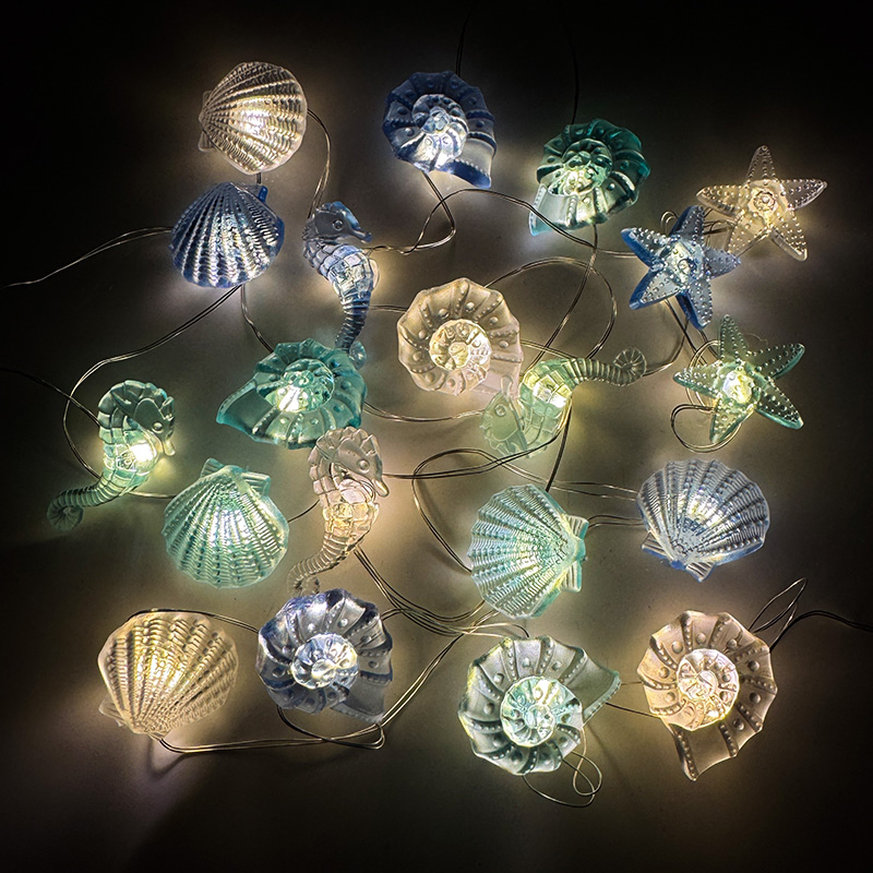 2M 20LED Ozean Thema String Licht Muschel Seestern Fee Licht Girlande Kinder Meerjungfrau Geburtstag Party Gefälligkeiten Unter dem meer Dekor: Tiefe Sapphire