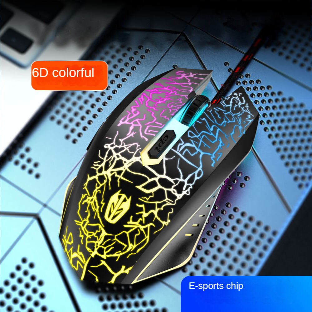 Wired Gaming Mouse 3200DPI USB Optical Computer Mouse for PC Laptop 6 Button Ergonomic Mouse LED Light Luminous Mechanical Mouse
