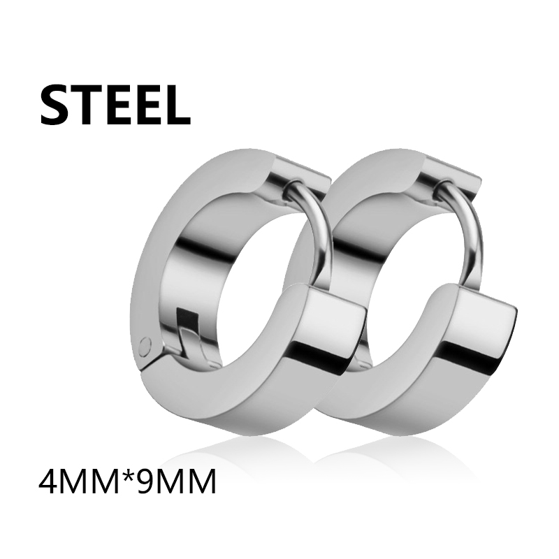 1/5 Pairs Men Women Punk Rock Stainless Steel Huggie Ear Circle Earring Piercing Push-Back Ear Buckle Gothic Jewelry: Light Yellow Gold Color