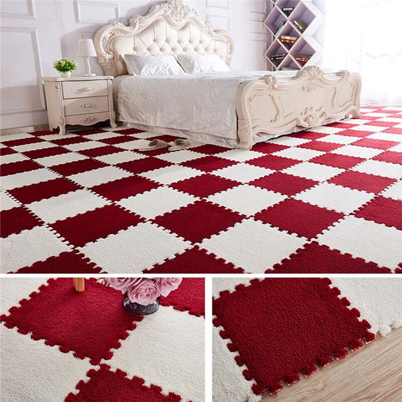 1pc Splicing Interlocking Foam Plush Mat Baby Play Cushion Living Room Bedroom Carpet Pad Home Floor Kids Crawling Anti-fall Mat