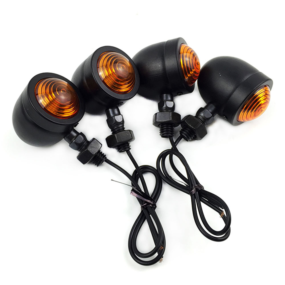 12V Motorcycle Mini Retro Motorcycle Turn Signal Lights 1-Wire Amber Light For Halley