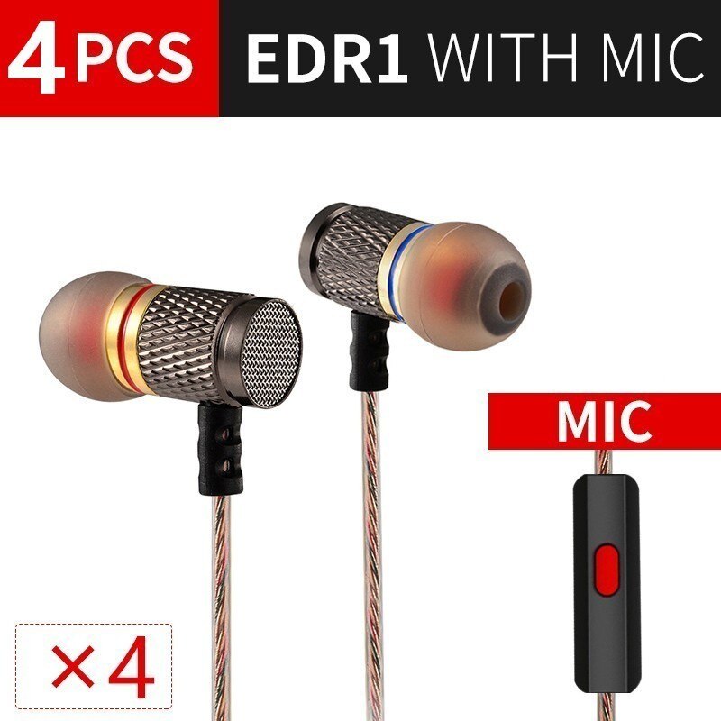 KZ ED Special Edition Gold Plated Housing Earphone with Microphone 3.5mm HiFi In Ear Monitor Bass Earbuds Headset: KZEDGoldwithmic4pcs