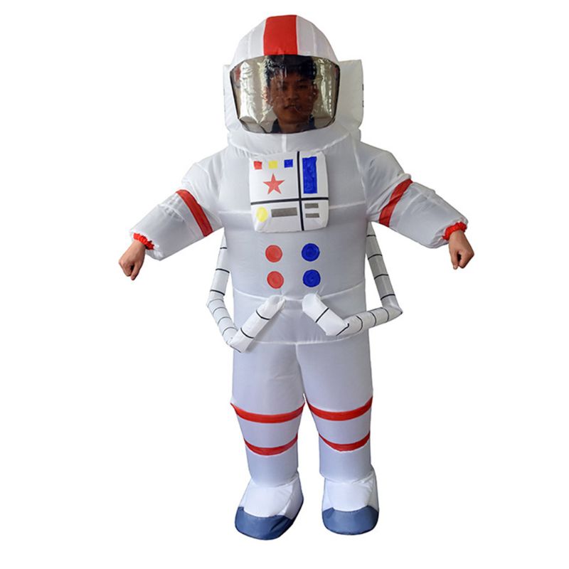 Unisex Volwassen Astronaut Spaceman Opblaasbare Kopvoorn-Pak Kostuum Jumpsuit Cosplay