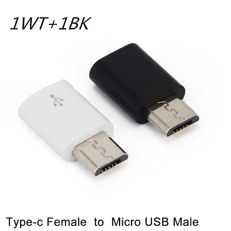 1/2pcs Type C Female Connector To Micro USB Male Adapter Charging Converter Data Adapter High Speed Cell Phone Accessories: 1WTand1BK