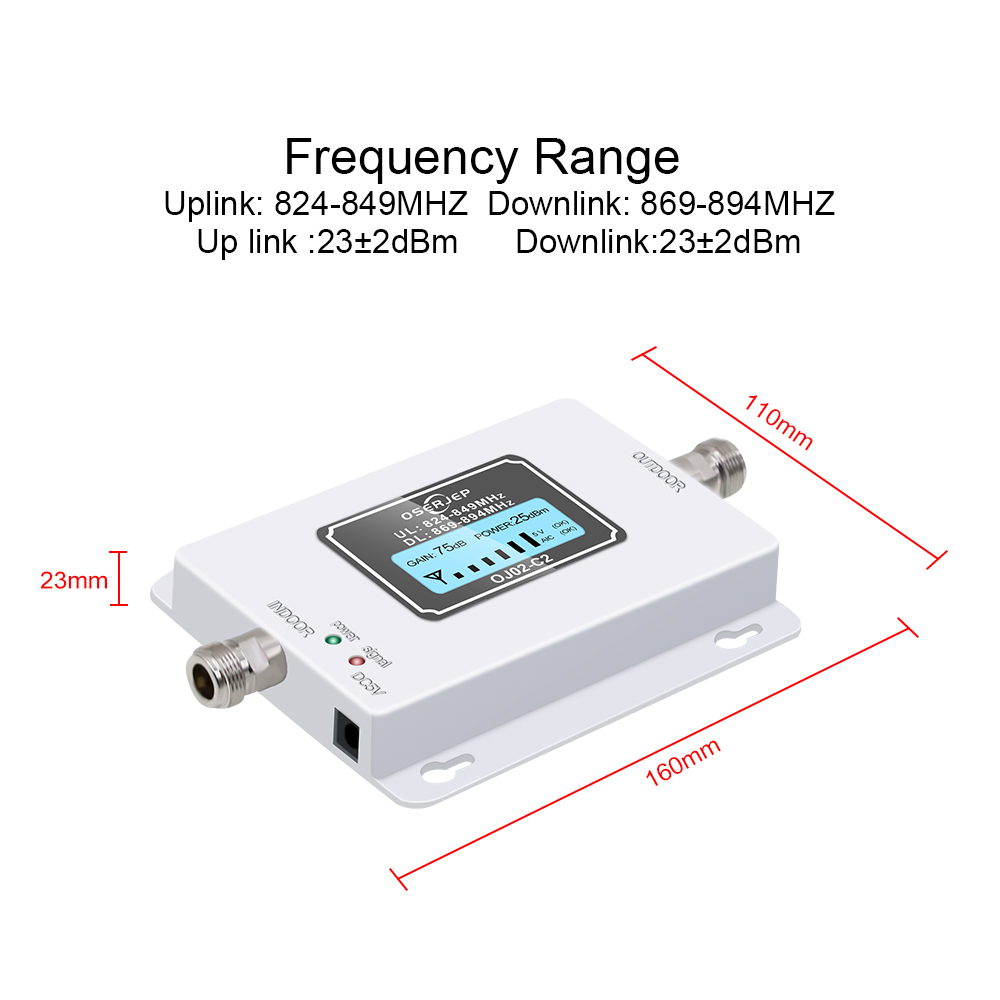 850 Mhz Repeater 70dB Repetidor CDMA 850Mhz 2G 3G Cellular Cell Phone LTE Band5 Booster , GSM Signal Amplifier + Indoor Antenna