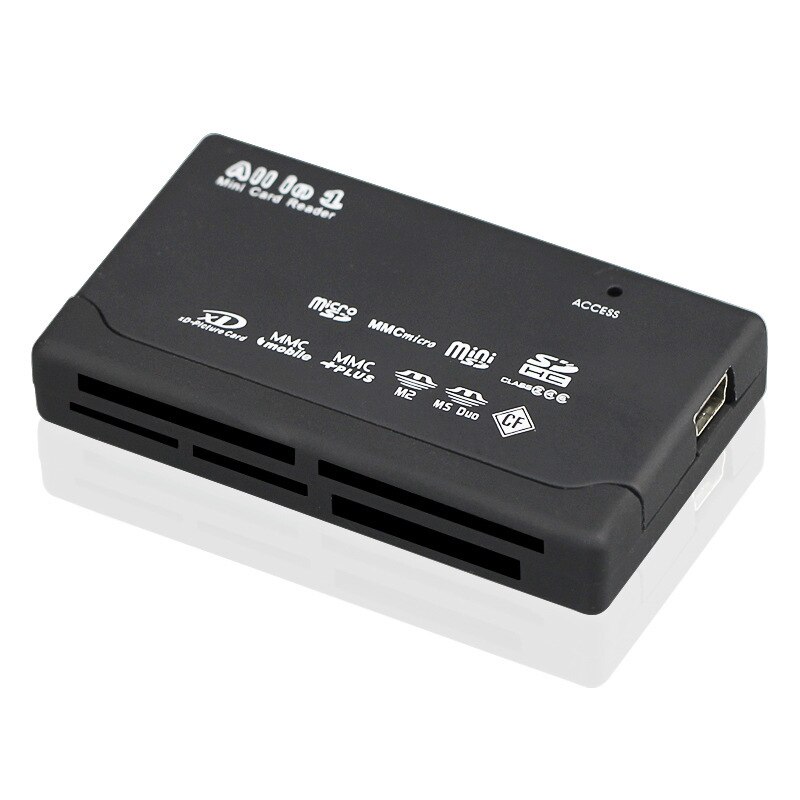 All in One Mini Card Reader USB External SD SDHC Mini Micro M2 MMC XD CF Read and Write Flash Memory Card Readers Black