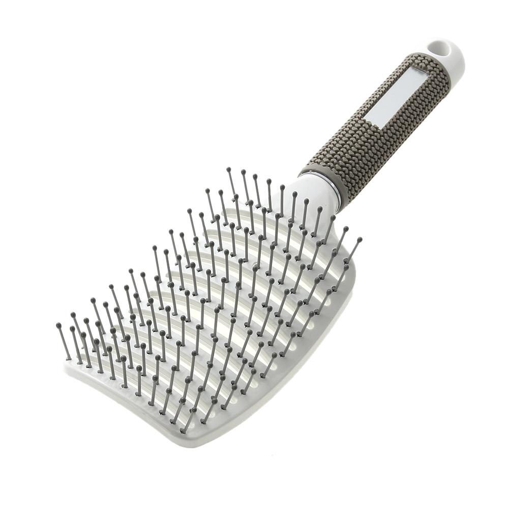 Ribs Comb Hairbrush Big Bent Comb Wet Plastic Nylon Massage Hair Care men Styling Hair Combs Hair Accessories: white