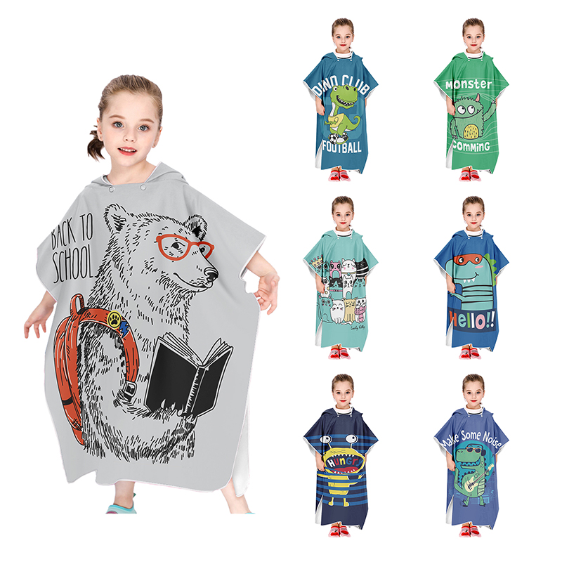 freundlicher Poncho Dinosaurier Bademantel Mit Kapuze freundlicher Bademäntel Mikrofaser Schlecht Kleid Tiere Für Jungen Mädchen Kleinkind Strand Schwimmen Handtücher