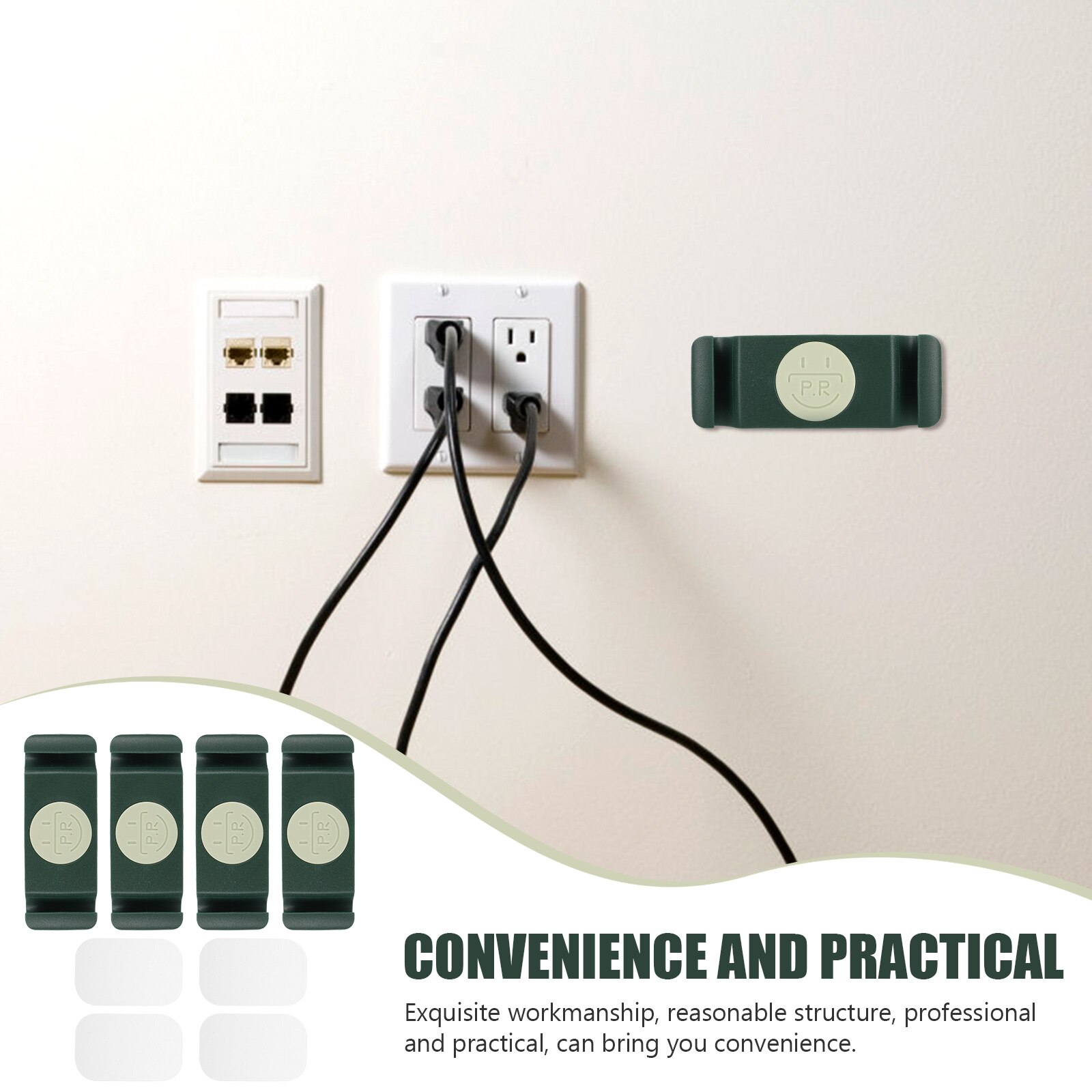 4pcs Cable Organizer Punch Free Wall-Mounted Cable Holder Cord Management Rack