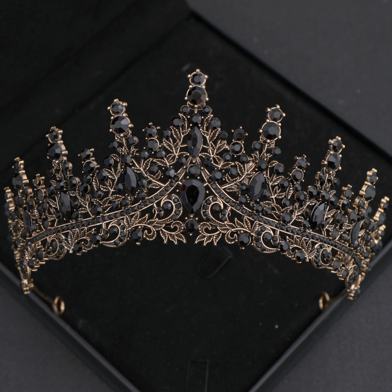 Barok Kristal Tiara 'S En Kronen Strass Prom Diadeem Kroon Voor Vrouwen Bruids Bruiloft Haaraccessoires Sieraden Kroon Tiara: Champagne goud