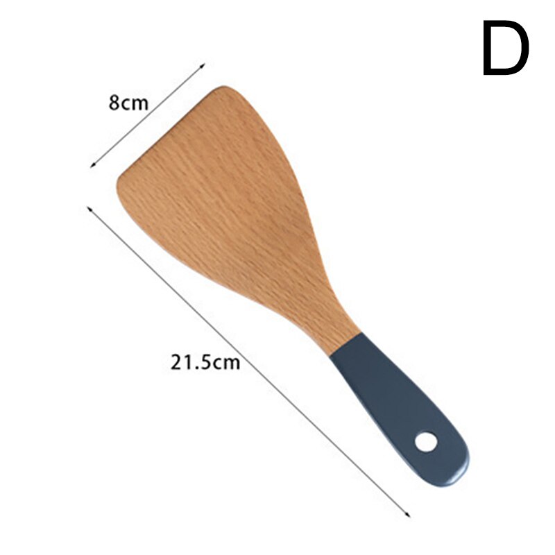 Solid Wood Handle Non Stick Cooking Pot Set Soup Spoon Rice Scoop Spatula Kitchen Cookware Utensils Set Home Gadget Tools Sets: D