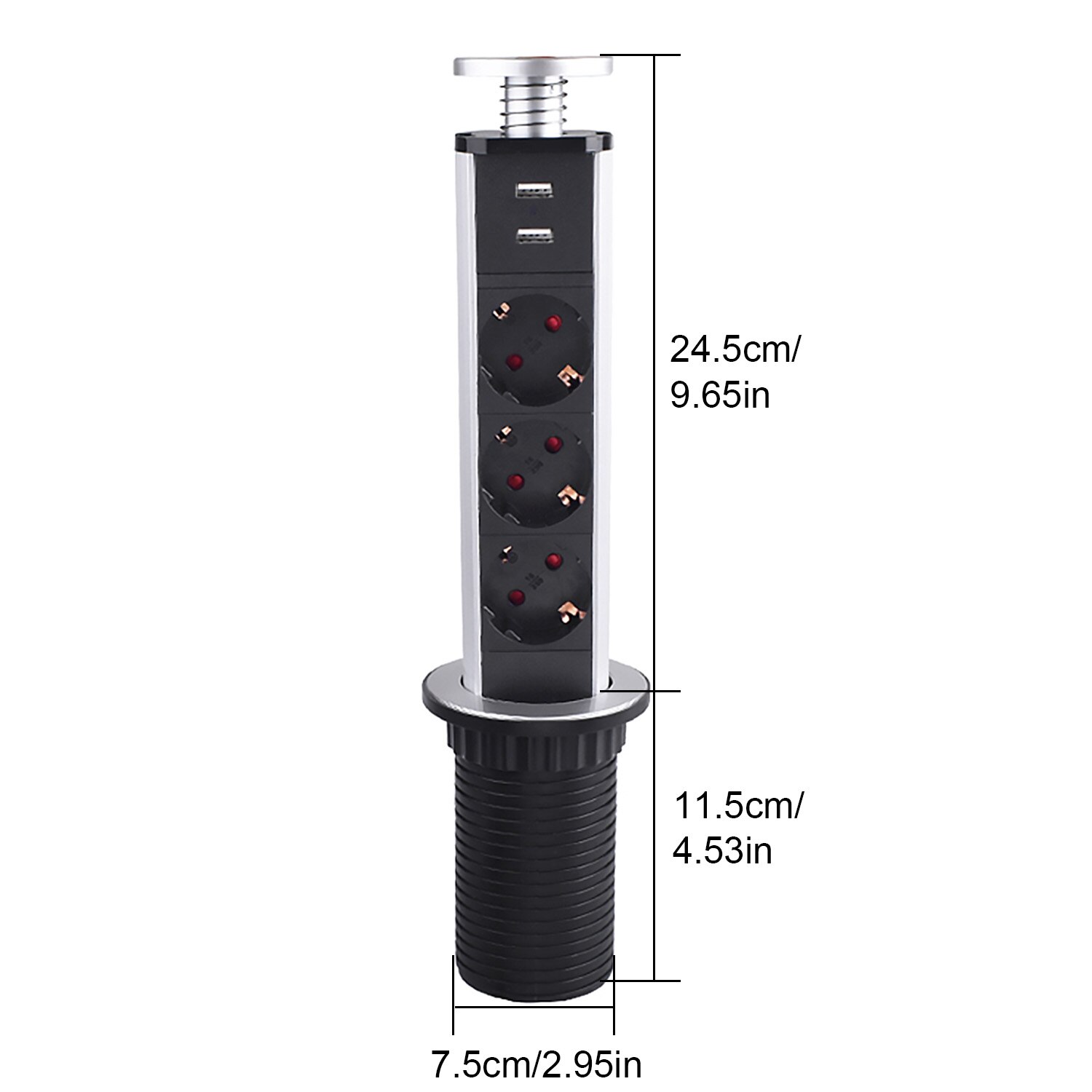 Besegad Pop-up Hidden Electrical Power Socket Outlet for Offices Hotels Meeting Room Conference Table Desk Countertop EU Plug