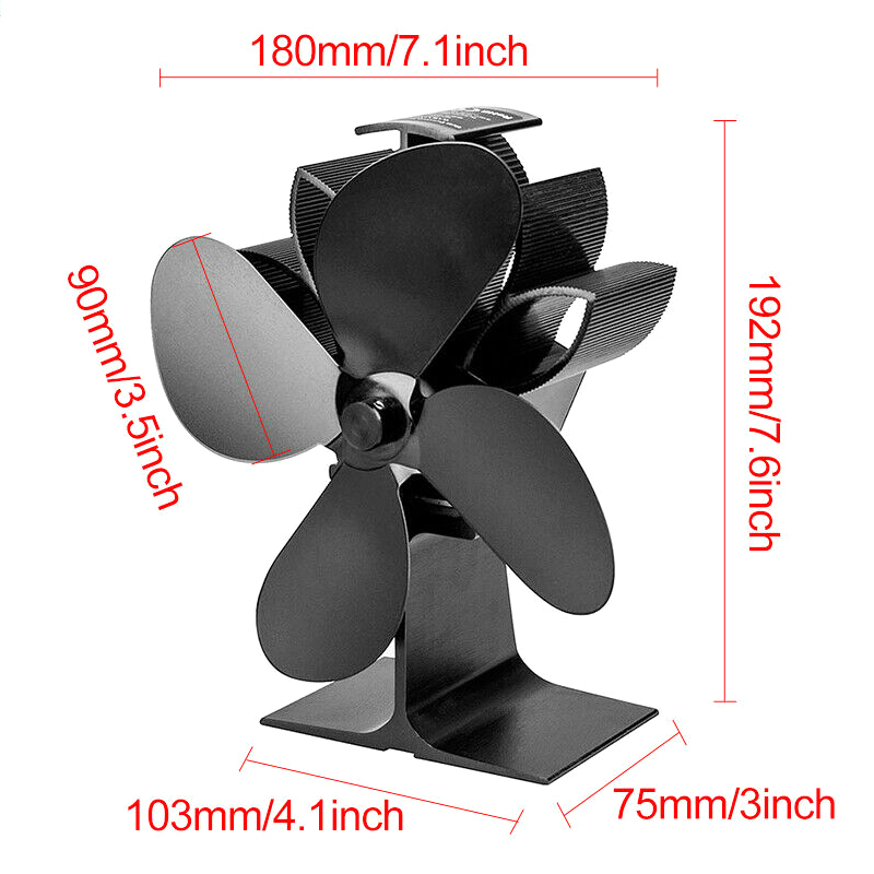 Warmte Aangedreven Kachel Fan 4 Blades Haard Stille Draagbare Voor Hout Log Vuur Brandende MJJ88