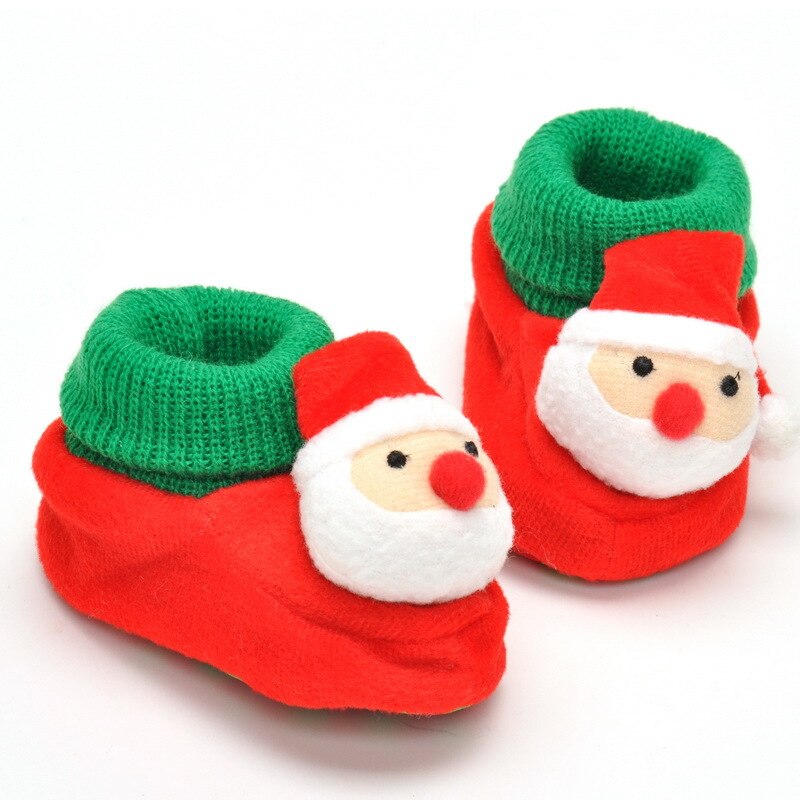 Zapatos de Papá Noel para primeros pasos para bebé, niño y niña, zapatos de vellón para niño pequeño, zapatos de invierno cálidos para bebé, zapatos de cuna para bebé