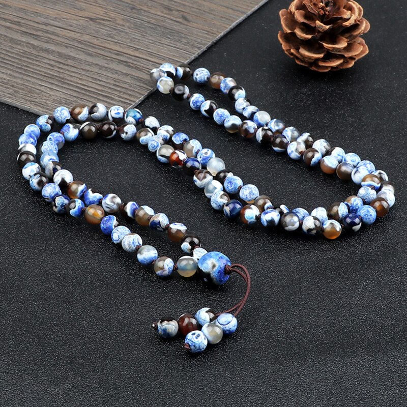 9 herrenarmbänder in verschiedenen stilen , 6mm natürliche blaue und violette achat-onyx-steine , 108 mala-ketten und -armbänder für damen