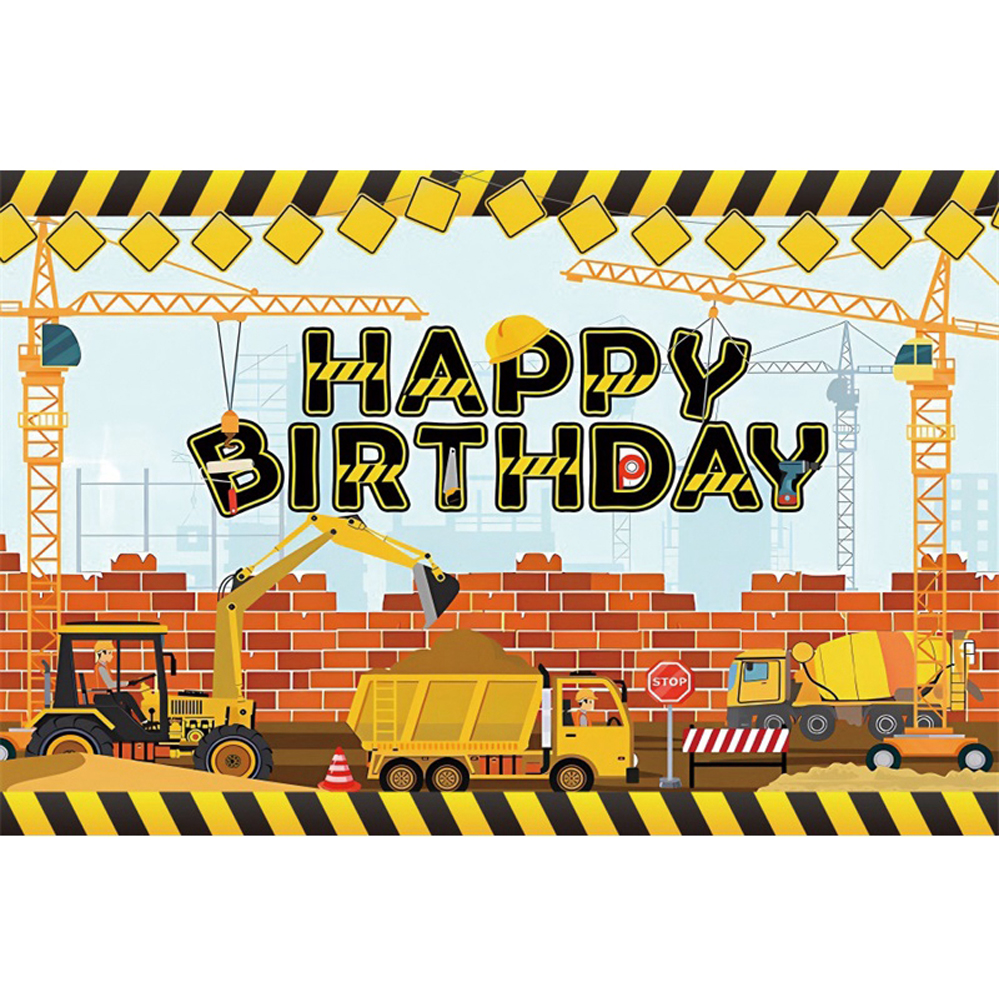 Excavator Truck Photo Backdrops Boy Birthday Construction Background Party Decor Photography Prop Photocall Photo Studio