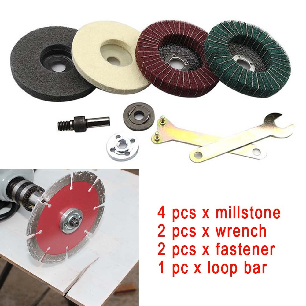 Juego de 9 Uds de accesorios de barra de bucle para pulir a mano práctico y portátil, juego de amoladora angular de madera duradera para corte de Metal
