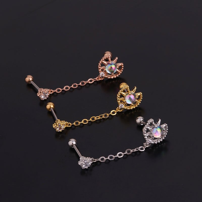 Boucles d'oreilles pour femmes, 1 pièce, 20G, Cz, Piercing Tragus Oreja, nez, anneau, oreilles, bijoux du corps, Style coréen