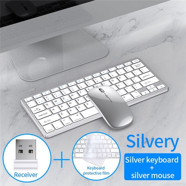 Tablet Wireless Keyboard For iPad Pro 11 12.9 10.5 Teclado Bluetooth Keyboard Mice For iPad 8th 7th For IOS Android Windows: Silver and Mouse
