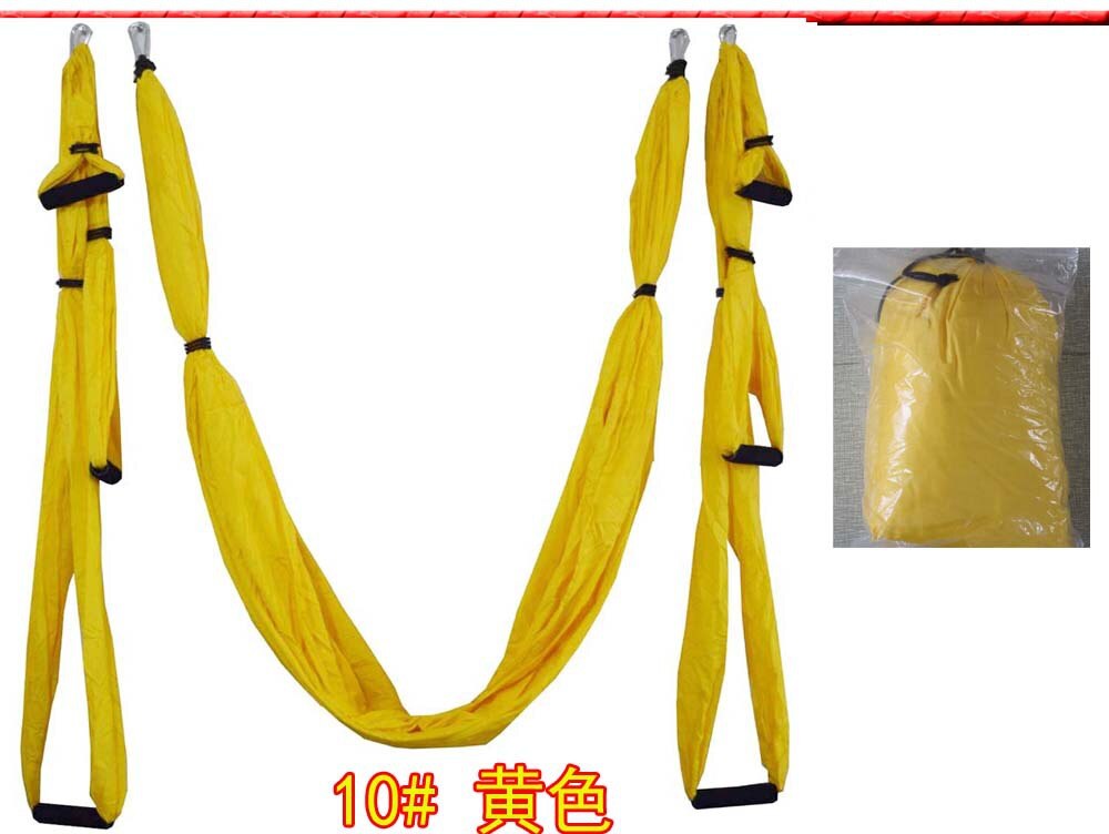 Color matchingAnti-gravity Aerial Yoga Hammock Full Set Flying Swing Trapeze Yoga Inversion Exercises Device Home GYM Hanging: yellow