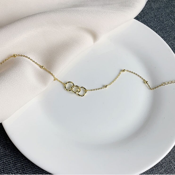 925 exquisite kleine runde fußkettchen aus sterlingsilber für damen, schlichter sommerlicher boho-schmuck: Gold