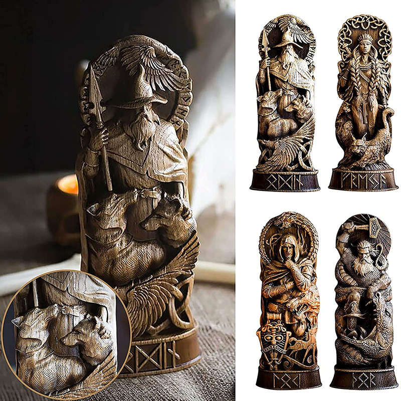 Freyja Statue Norse Gods Carving Altar Heathen Asatru Viking God Goddes Sculpture Scandinavian Pantheon Resin Ornaments