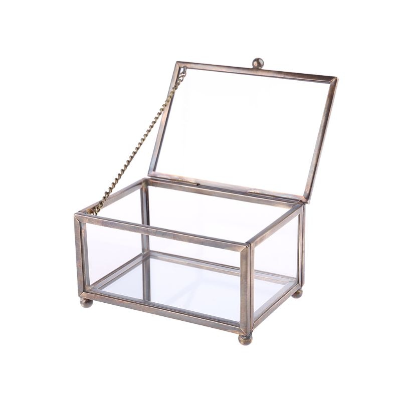 Nordisk transparent glas vielsesring æske evig blomst opbevaringsholder dekoration