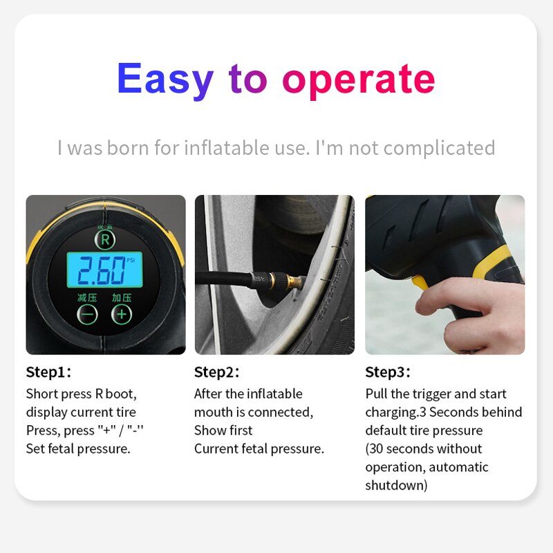 150 PSI 120W Wireless Car Air Compressor Pump Digital LED Smart Car Tire Inflator Handheld USB Rechargeable Inflatable Pump