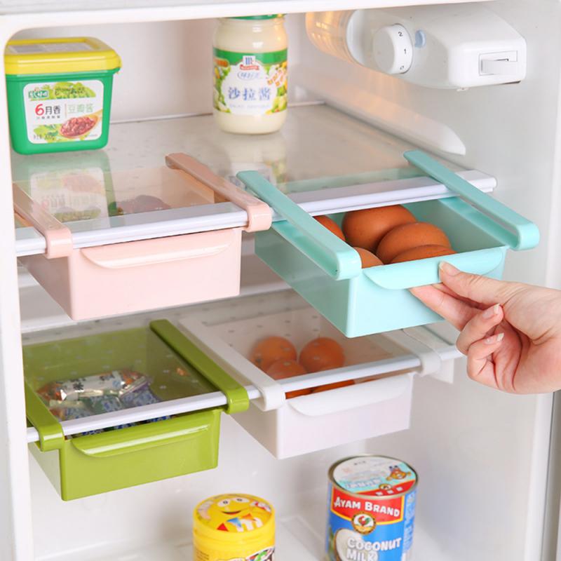 Mini DIY Slide Kitchen Fridge Freezer Space Saver Organization Storage Rack Bathroom Shelf Rack Organizer Holder