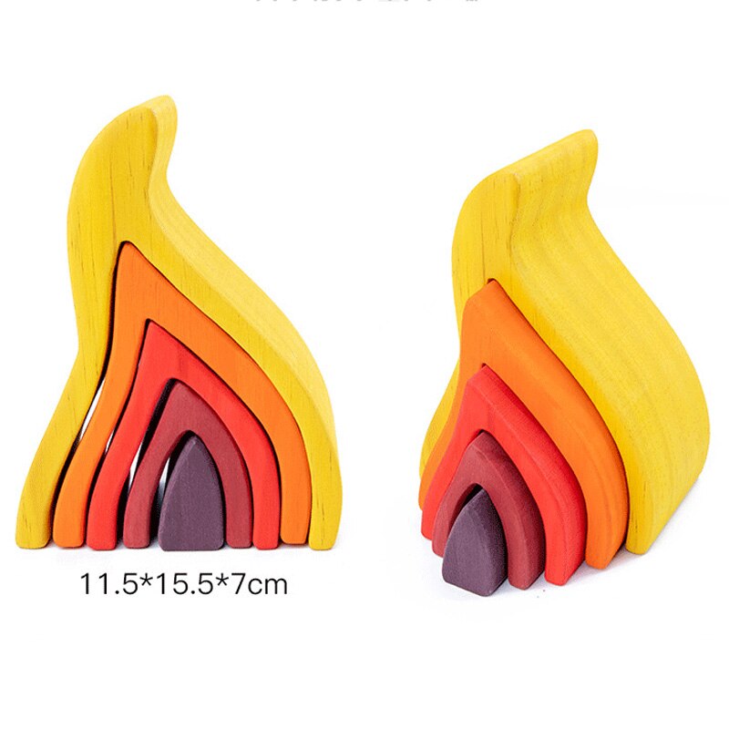 Baby Toys 12Pcs Rainbow Blocks Kids Large Rainbow Building Blocks Wooden Toys for kids Montessori Educational Toy: Fire