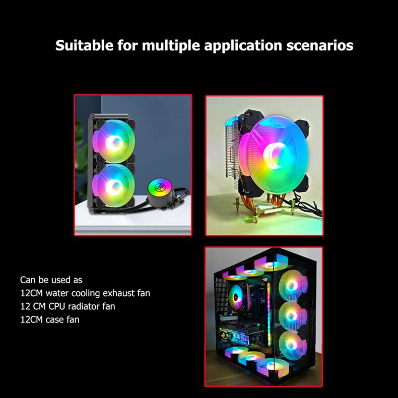 Wvibo 120Mm Argb Fan Jade Ring Pwm 4PIN 12V Dc Mute Stille Computer Case Fans Cooler 5V 3PIN Rgb Aura Sync Ventilador