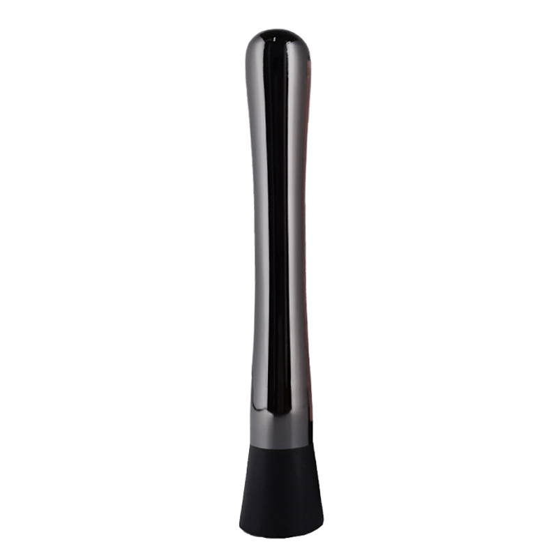 Outil de Bar pour Cocktail en acier inoxydable, filtre, bec verseur, cuillère à mélanger, couteau à chaîne, pinces à glace, tasse à mesurer, Shaker à Cocktail: Black Muddler