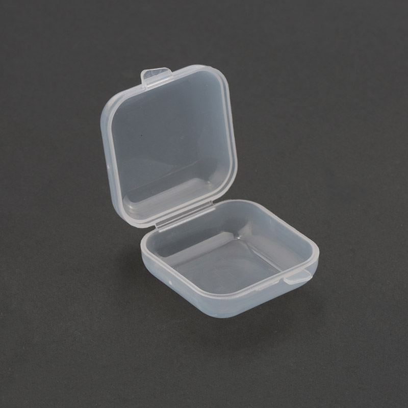 NEUE 3,5 * 3,5 * 2 cm kleine Kunststoff-Aufbewahrungsbox für Schmuck, Perlen, Ohrringe, Schmuckbehälter, transparente quadratische Kasten