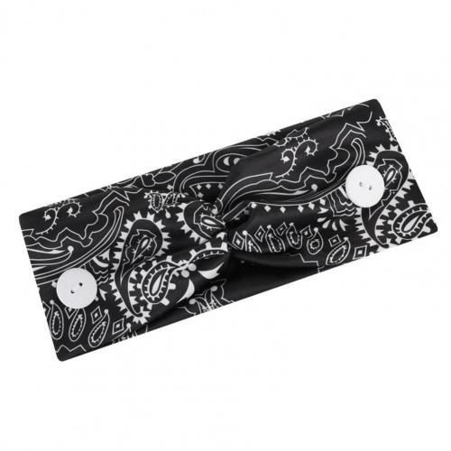 Diadema de buena elasticidad con absorción del sudor, banda para la cabeza cabello con dos botones fuertes para trotar: Negro