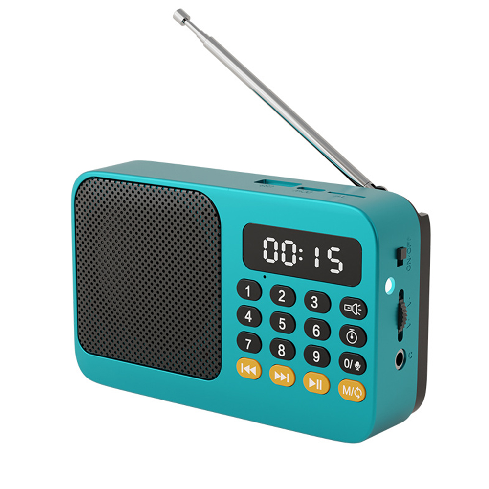 Kompakt handhållen bärbar radio, uppladdningsbar fm, tf, usb, bt, musikspelare med lcd-skärm, 3.5mm uttag och ficklampa: Silver-