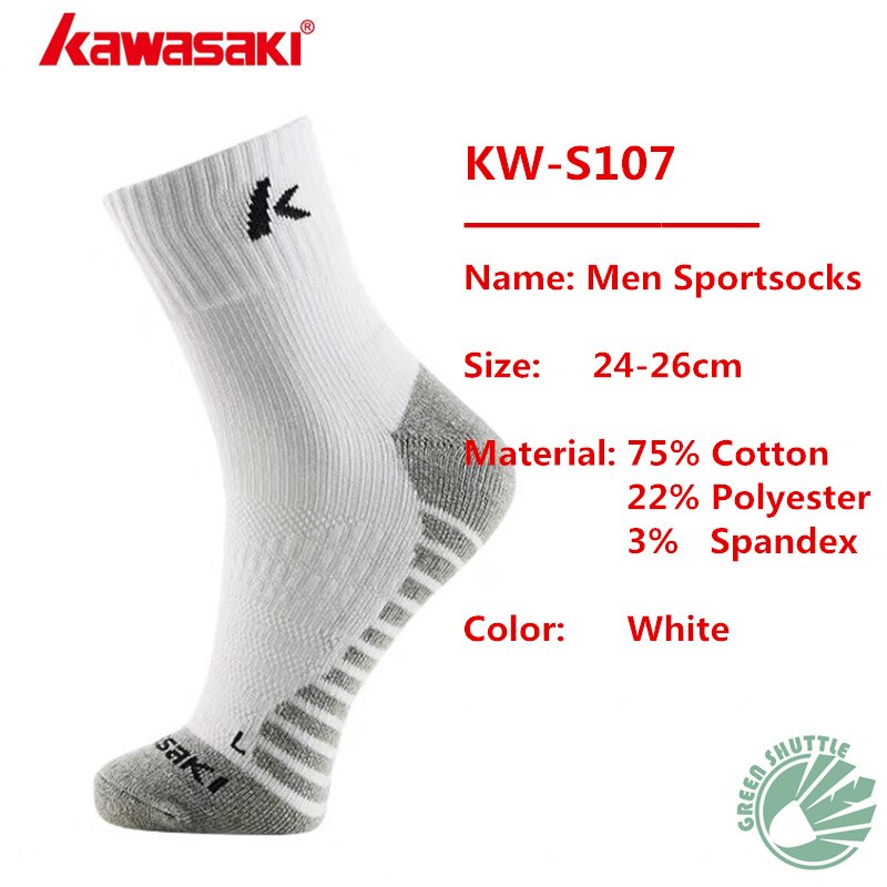 Chaussettes de badminton kawasaki authentiques pour hommes et femmes, absorbant la transpiration et respirantes pour le sport