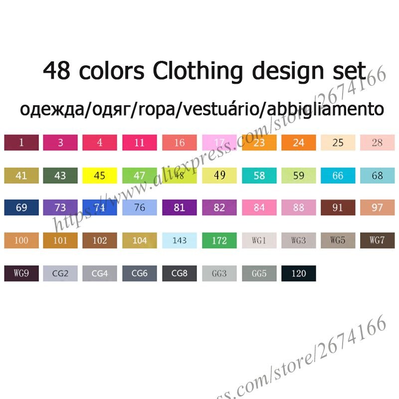 TouchFIVE Dual Tips Art Sketch Twin Marker Pens 36 48 72 80 168 Colors Alcohol Based Ink Art Markers for Student and: 48 Color Clothing