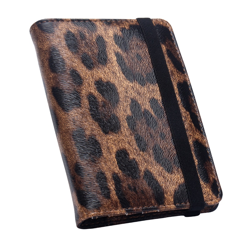Brown Leopard complex passport cover with bandage waterproof passport holder Built in RFID Blocking Protect personal information