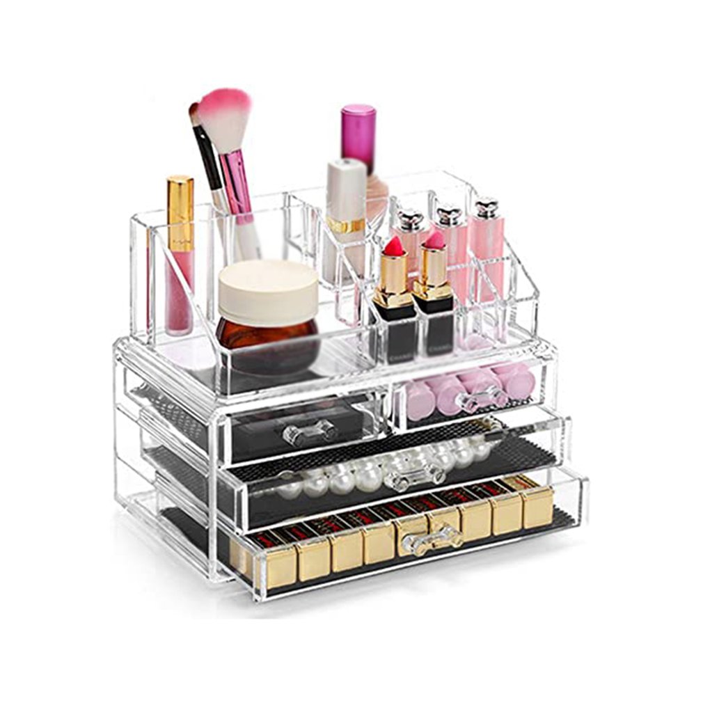 Tiroir en plastique Transparent Transparent, organiseur de bureau boîte de rangement de bureau, organiseur acrylique pour le maquillage et les cosmétiques mallette de rangement