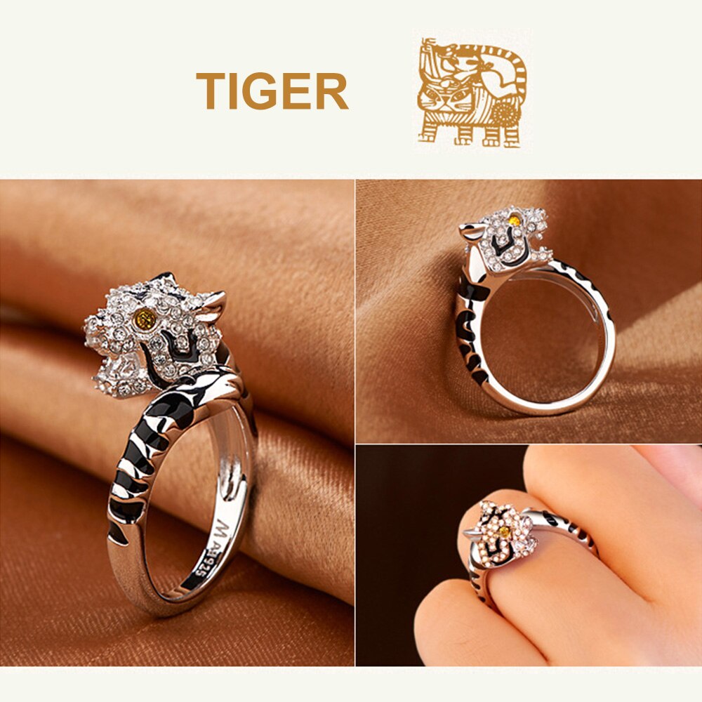 Koper Plated Crystal Mooie Hond Varken Konijn Aap Ingelegd Dier Ringen Vrouwen Meisje Opening Ring Wedding Party Sieraden: 3