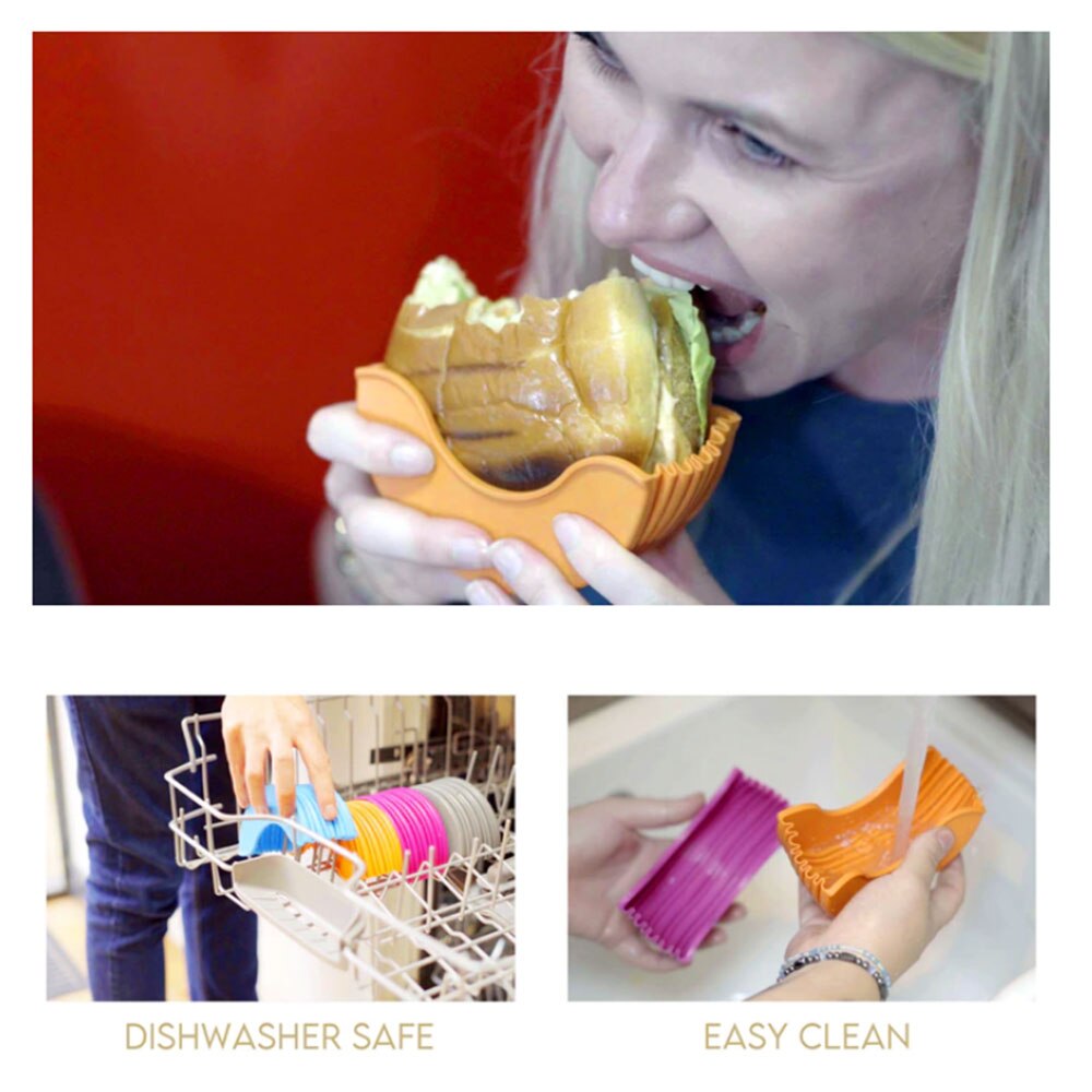 Burger Buddy Clip Box Stretchable Kitchen Organizer Hamburger Fixed Box Donuts Storage Case Burger Rack Holder Gadgets Container