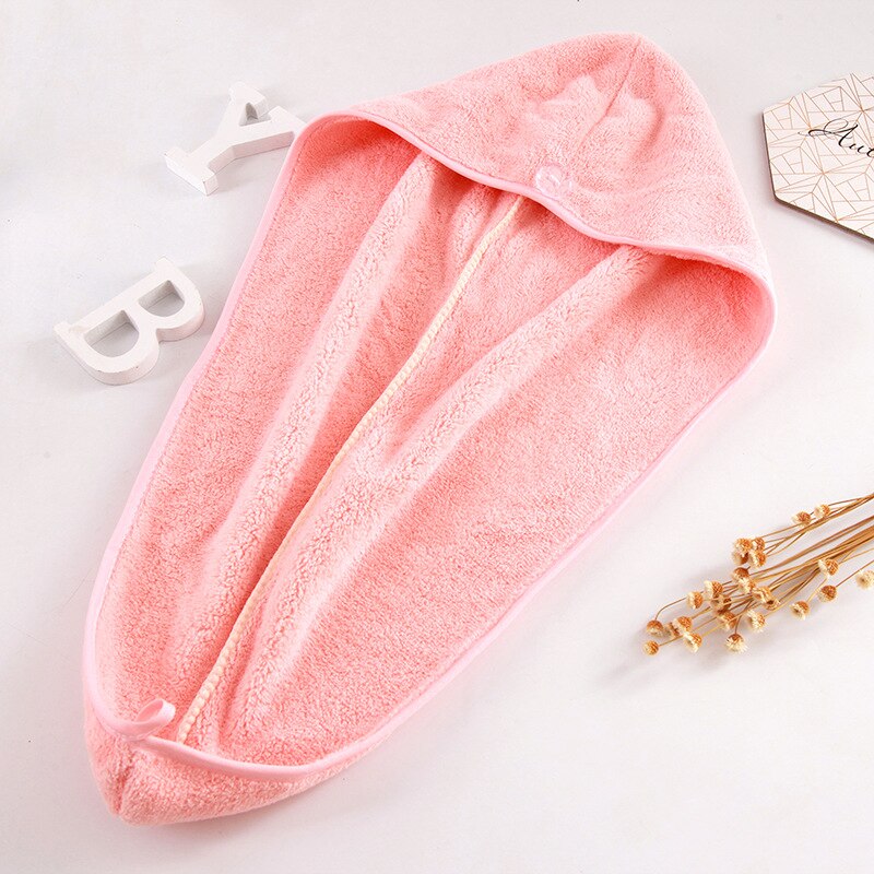 Nouvelle rayure cheveux serviette douce magique microfibre cheveux séchage rapide sèche serviette serviette de bain chapeau bouchon rapide Turban sec salle de bain Towe: Rose