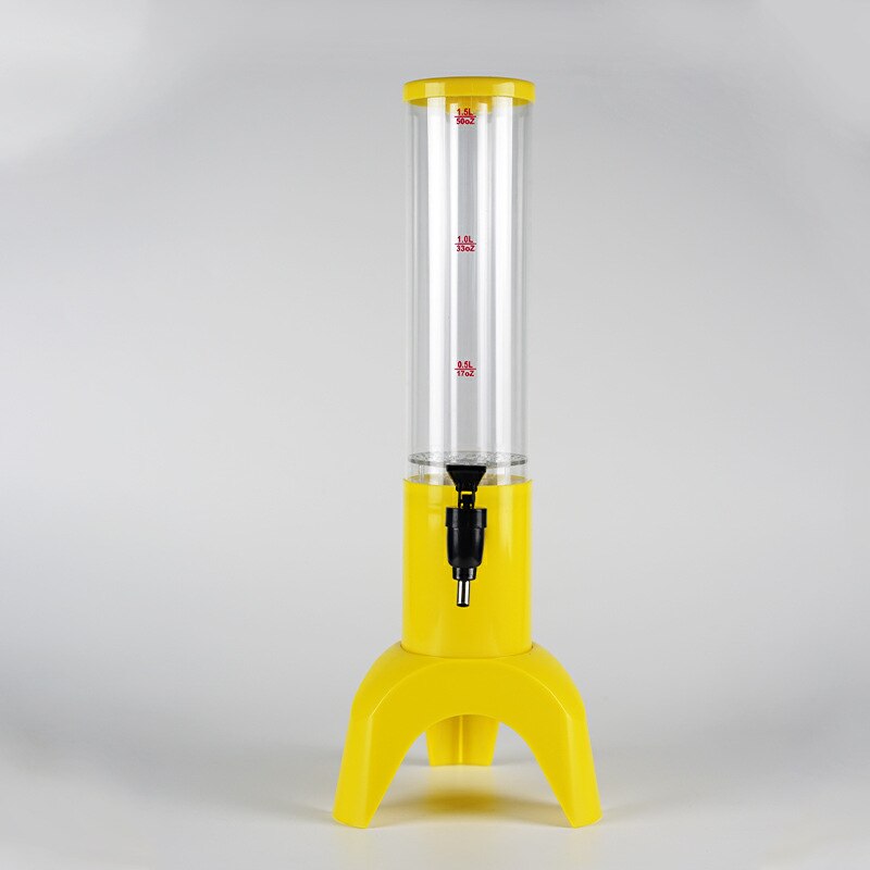 Luminous Beer Barrel Bar Nightclub Ktv1.5L Columnar Wine Tower with Valve Wine Dispenser Plastic Party Party Wine Set: yellow
