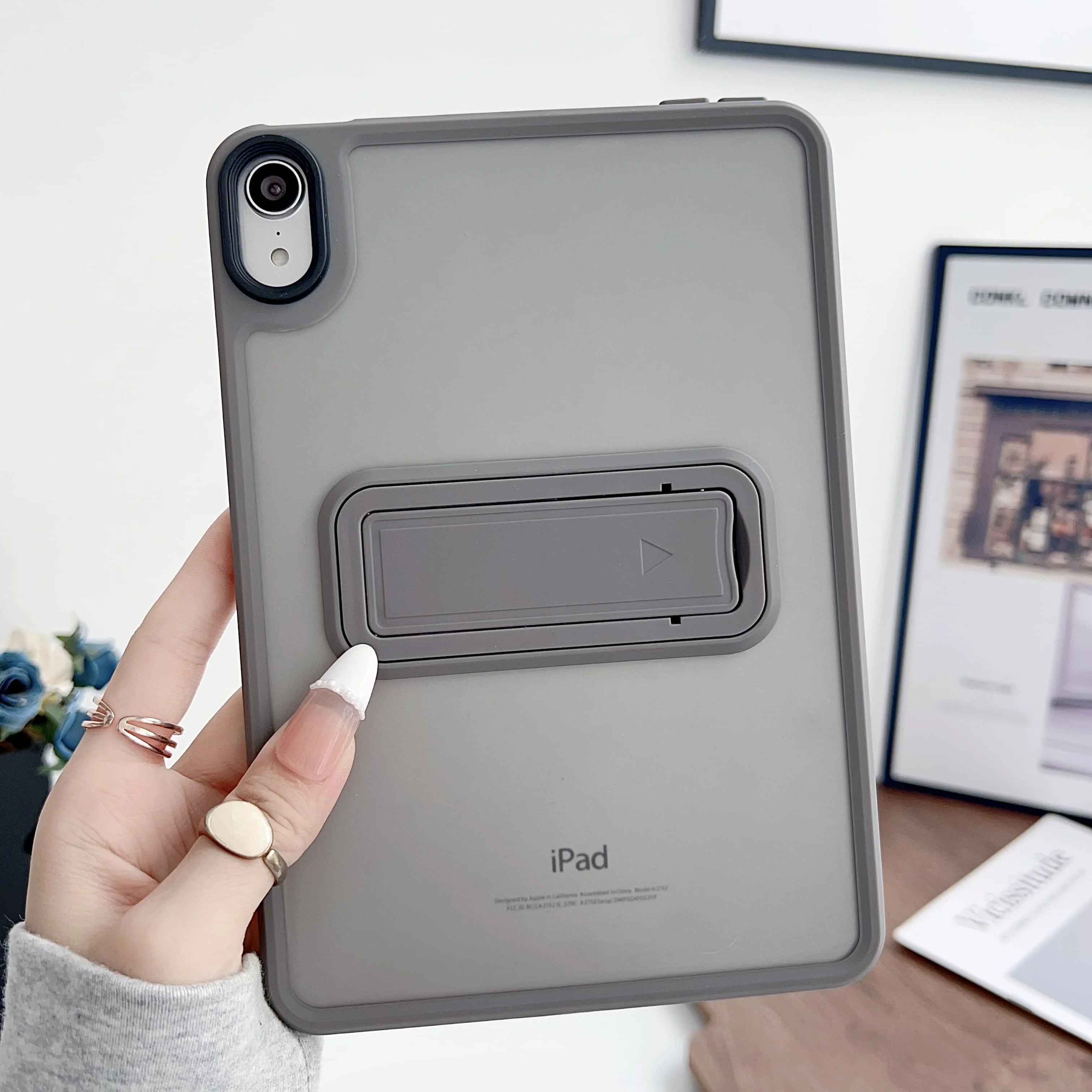 TPU Armor Tablet Case for IPad Mini 7 A17 Pro A2995 A2996 Mini 6 8.3 Inch Cover Stand Back Funda Capa Shockproof Cases: Thirteen / GRAY