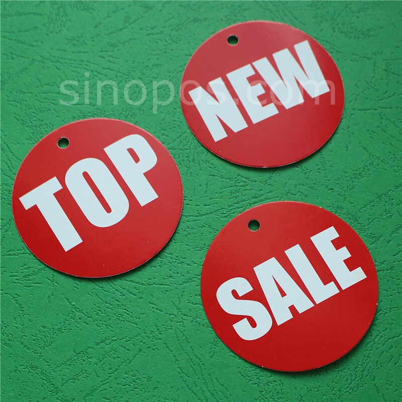 7cm Ronde Aankomst Teken, kleding hanger top selling ticket prijs hang tag gedrukt POP swing label promotionele papieren kaart