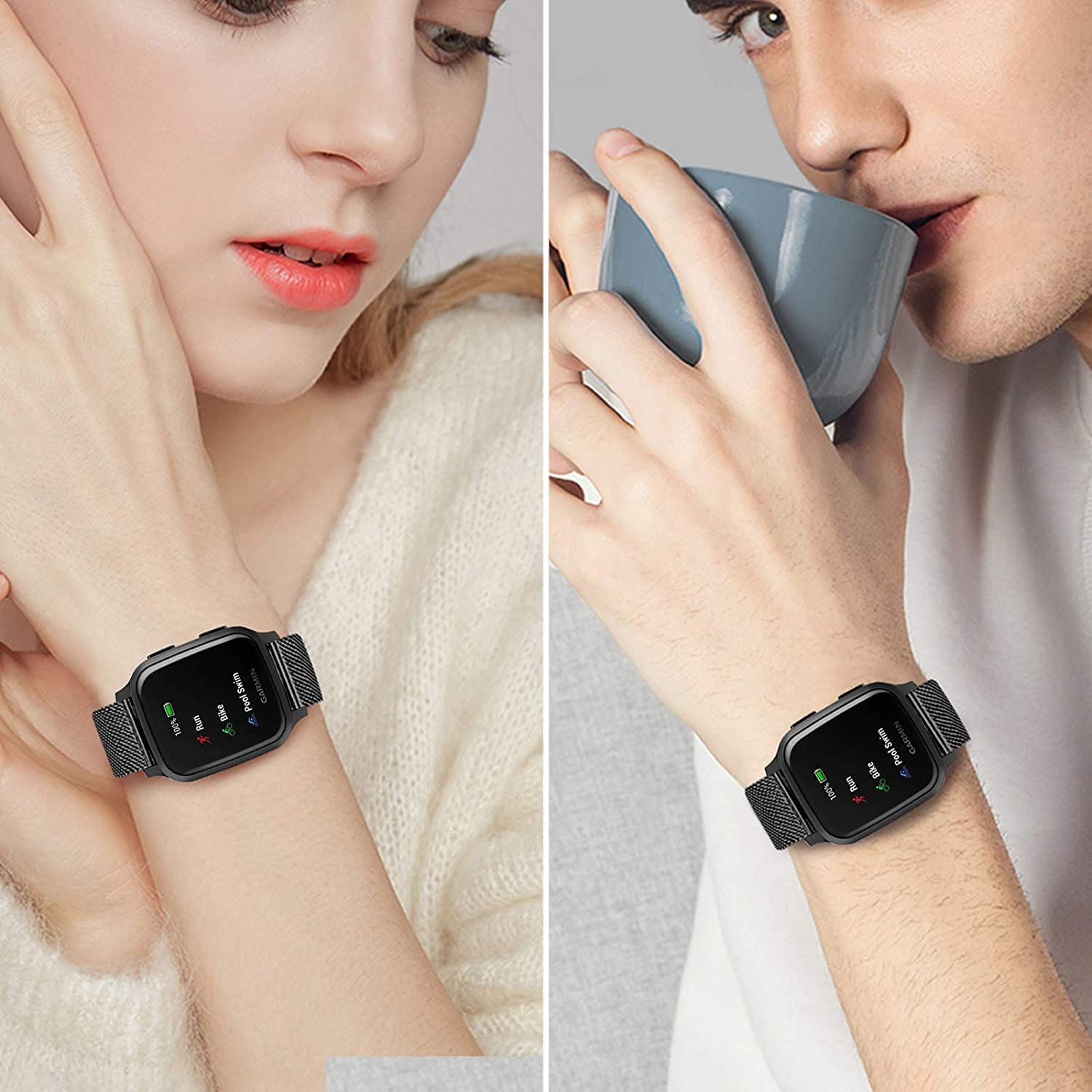 Rustfrit stål urrem til garmin venu sq milanese rem til garmin venu sq smartwatch armbånd udskiftning armbånd correa